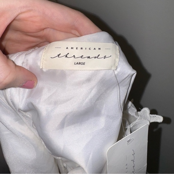 American Threads Women’s L White Butterfly Babydoll Mini Dress - Picture 7 of 11